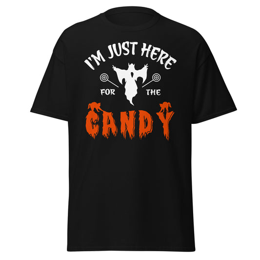 Ich bin nur wegen der Süßigkeiten hier, Halloween-T-Shirt im weichen Stil