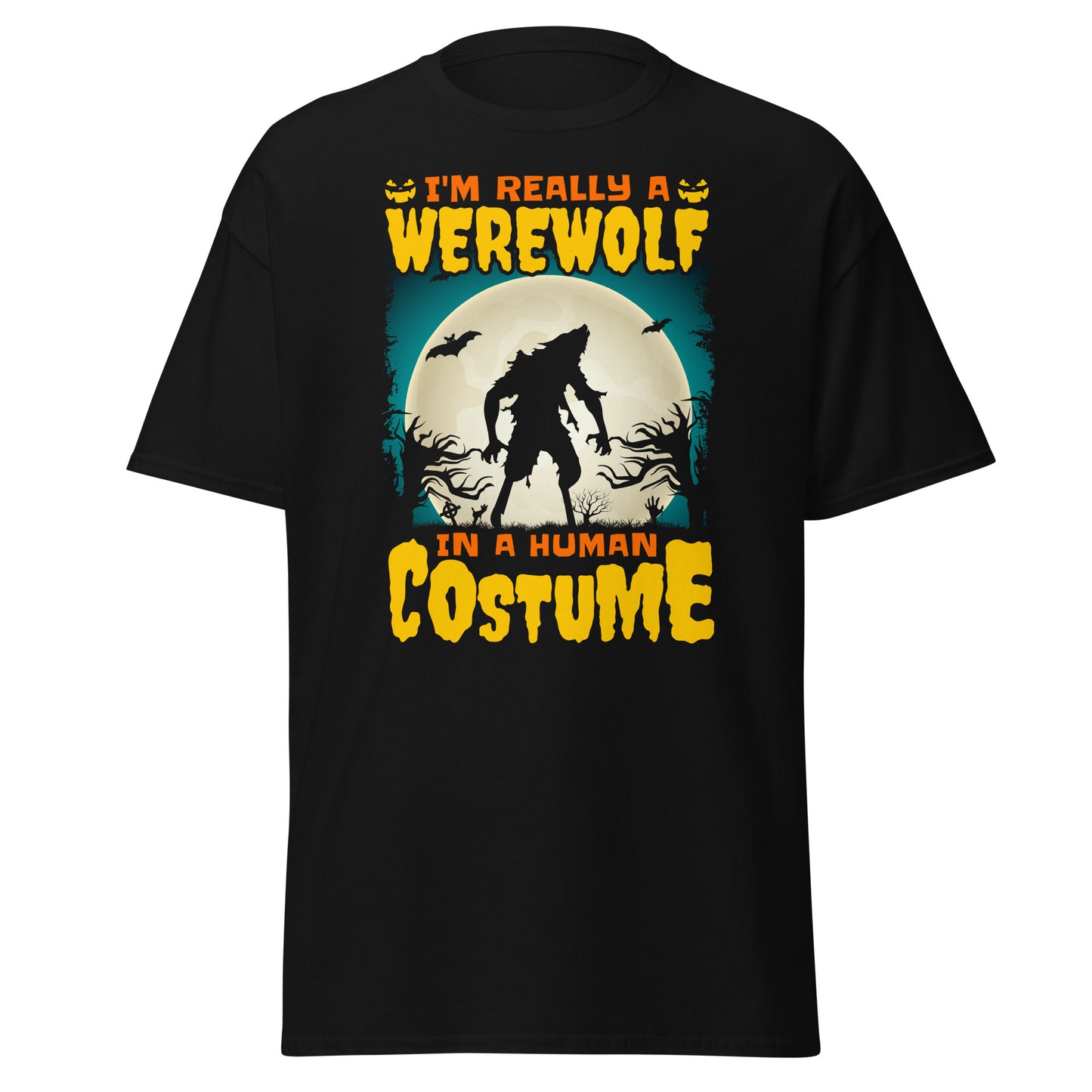 Soy realmente un hombre lobo con disfraz humano, camiseta de estilo suave de Halloween