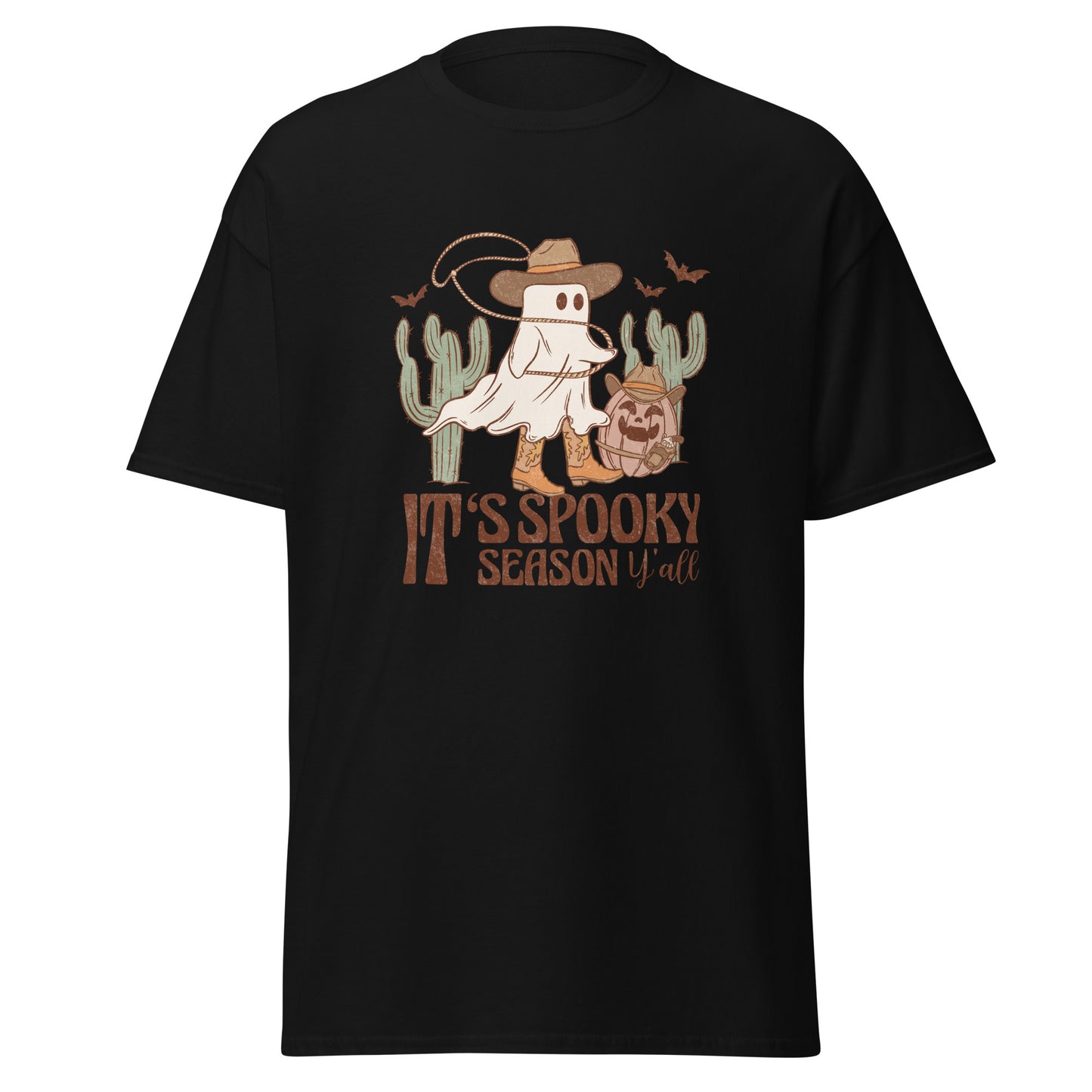 Es ist gruselige Jahreszeit, texanischer Halloween-Cowboy, Halloween-T-Shirt im weichen Stil