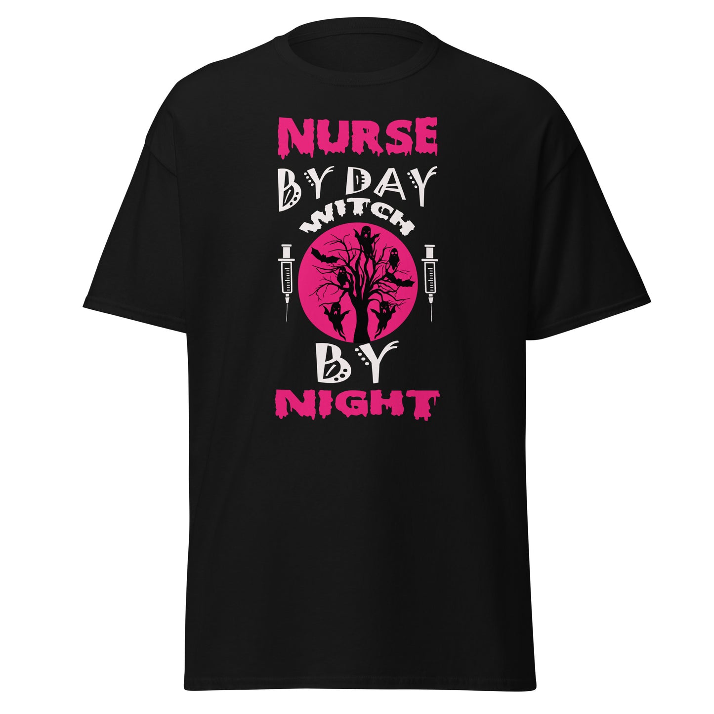 Nurse By Day Witch By Night , Halloween Design Soft Style Heavy Cotton T-Shirt