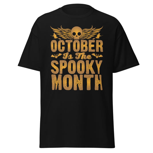 OKTOBER IST DER GRUSELIGE MONAT, weiches T-Shirt aus schwerer Baumwolle im Halloween-Design