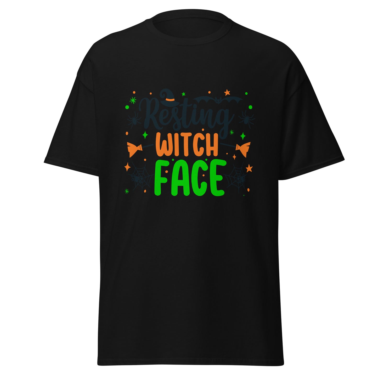 Ruhendes Hexengesicht, Halloween-Design, weiches T-Shirt aus schwerer Baumwolle