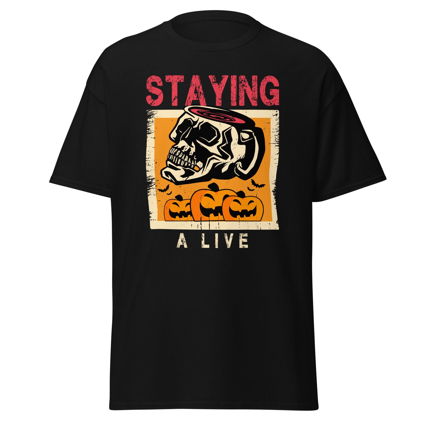 Stayng A Live, camiseta de algodón pesado de estilo suave con diseño de Halloween