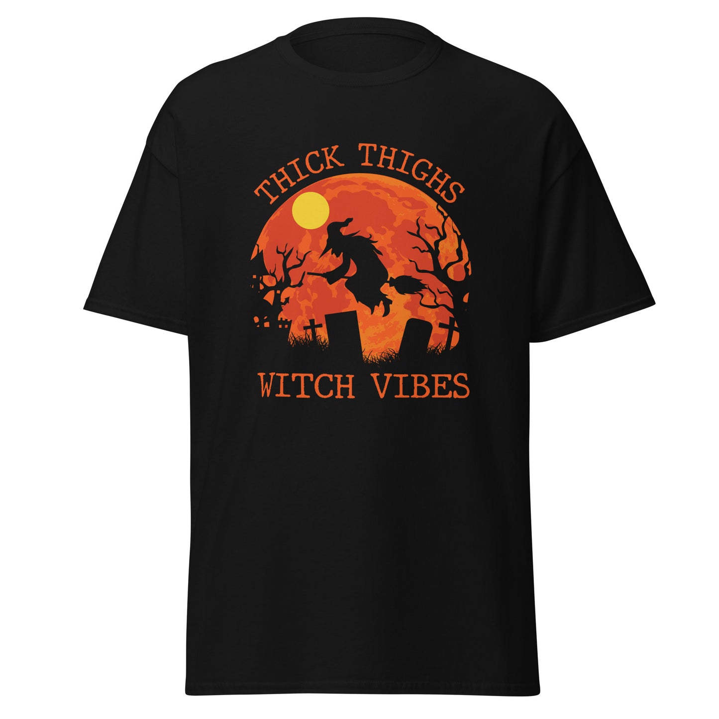 Thick Thighs Witch Vibes , Halloween Design Soft Style Heavy Cotton T-Shirt