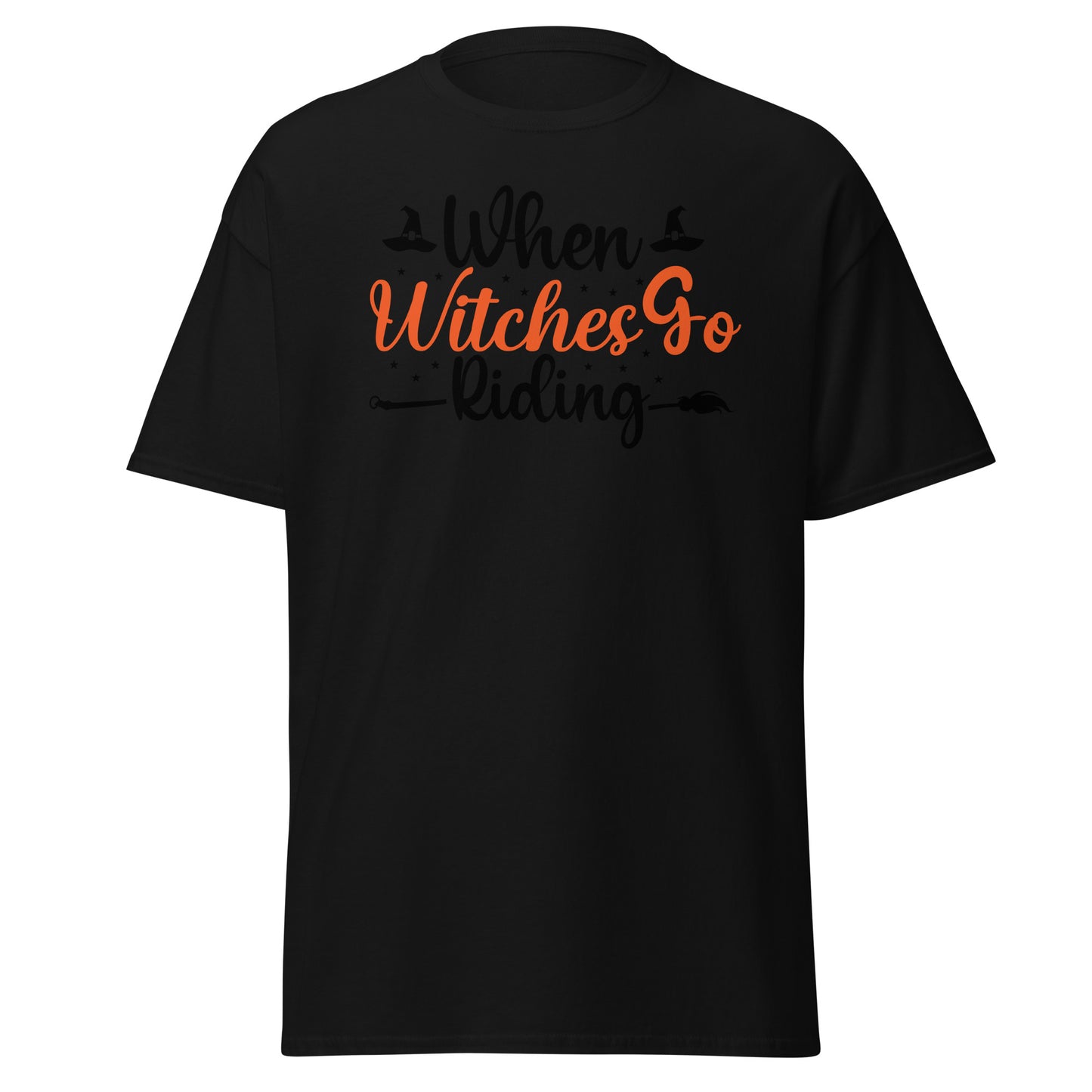 When Witches Go Riding , Halloween Design Soft Style Heavy Cotton T-Shirt