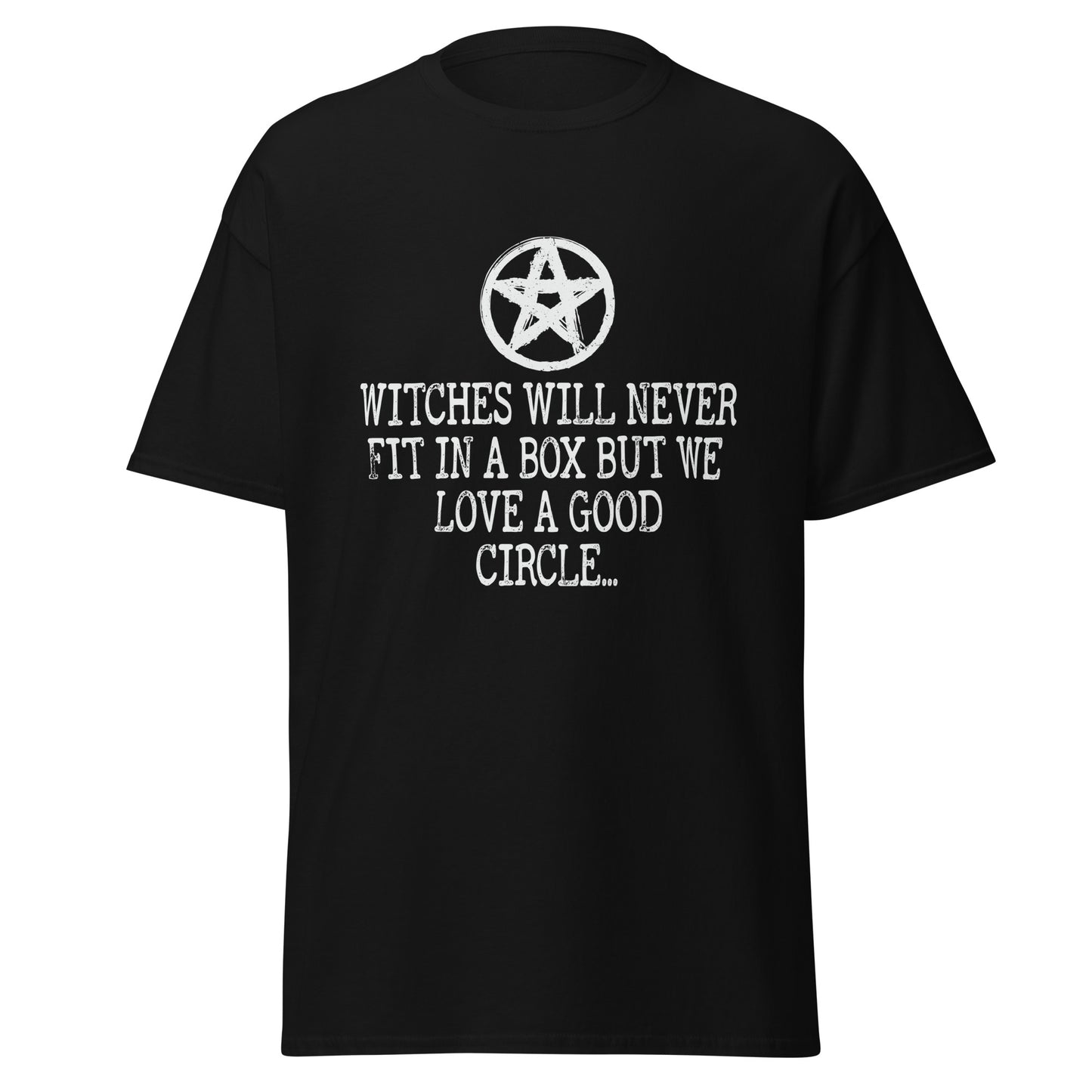 Witches Will Never Fit in Box But We Love A Good Circle , Halloween Design Soft Style Heavy Cotton T-Shirt