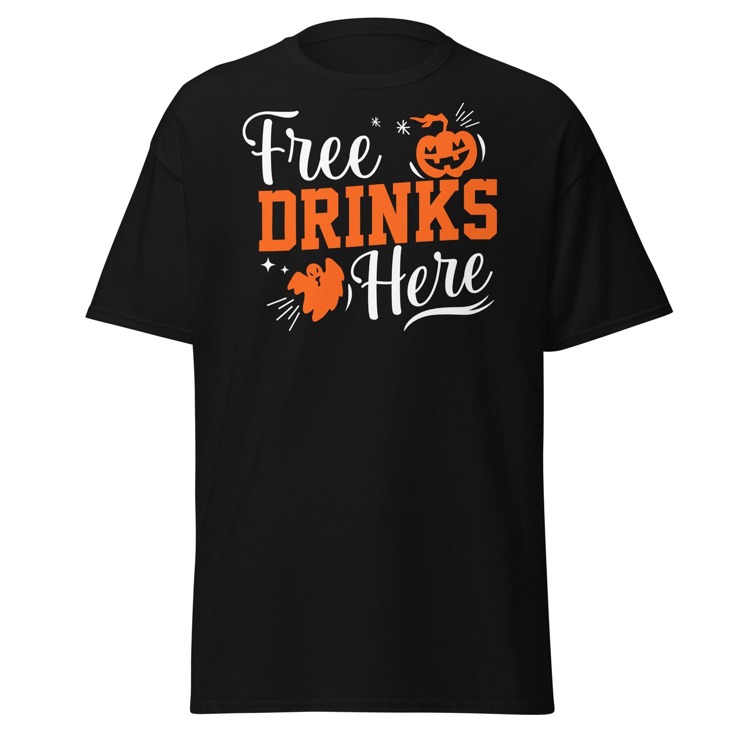 Raise Your Spirits. Free Drinks Here T-Shirt - Elevate Halloween Fun