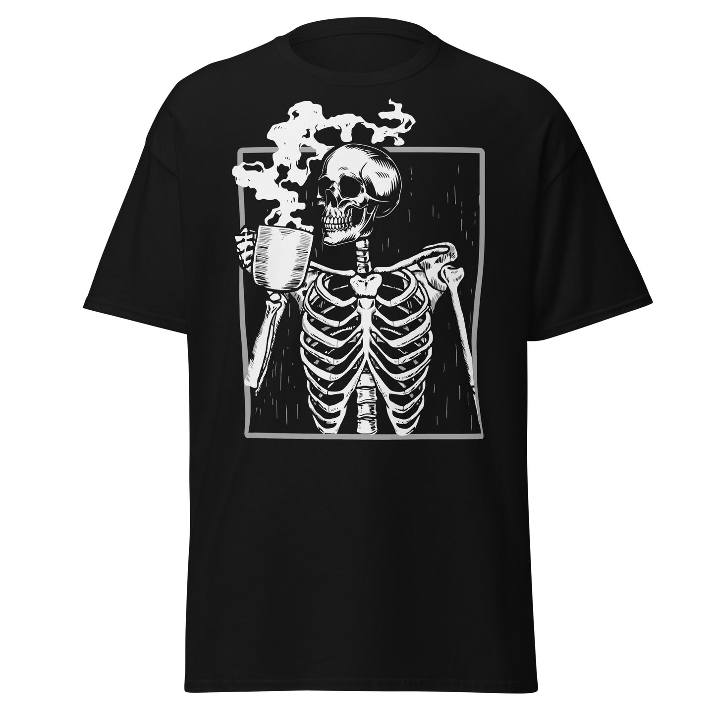 Caffeine & Creepy Vibes, Halloween Coffee Skeleton T-Shirt