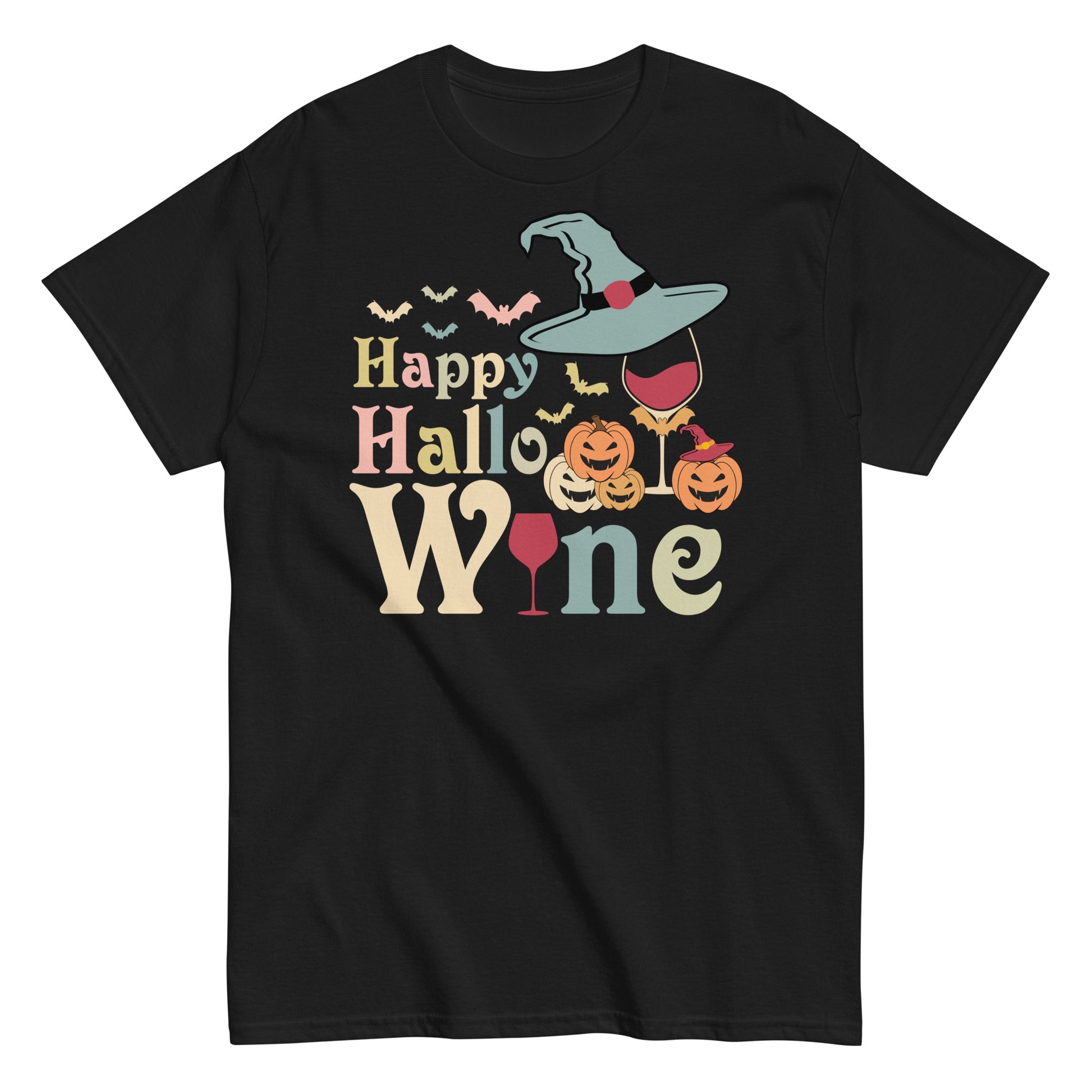 Happy Hallo Wine Retro Funny Pumpkin Wine Glass , Halloween Shirt