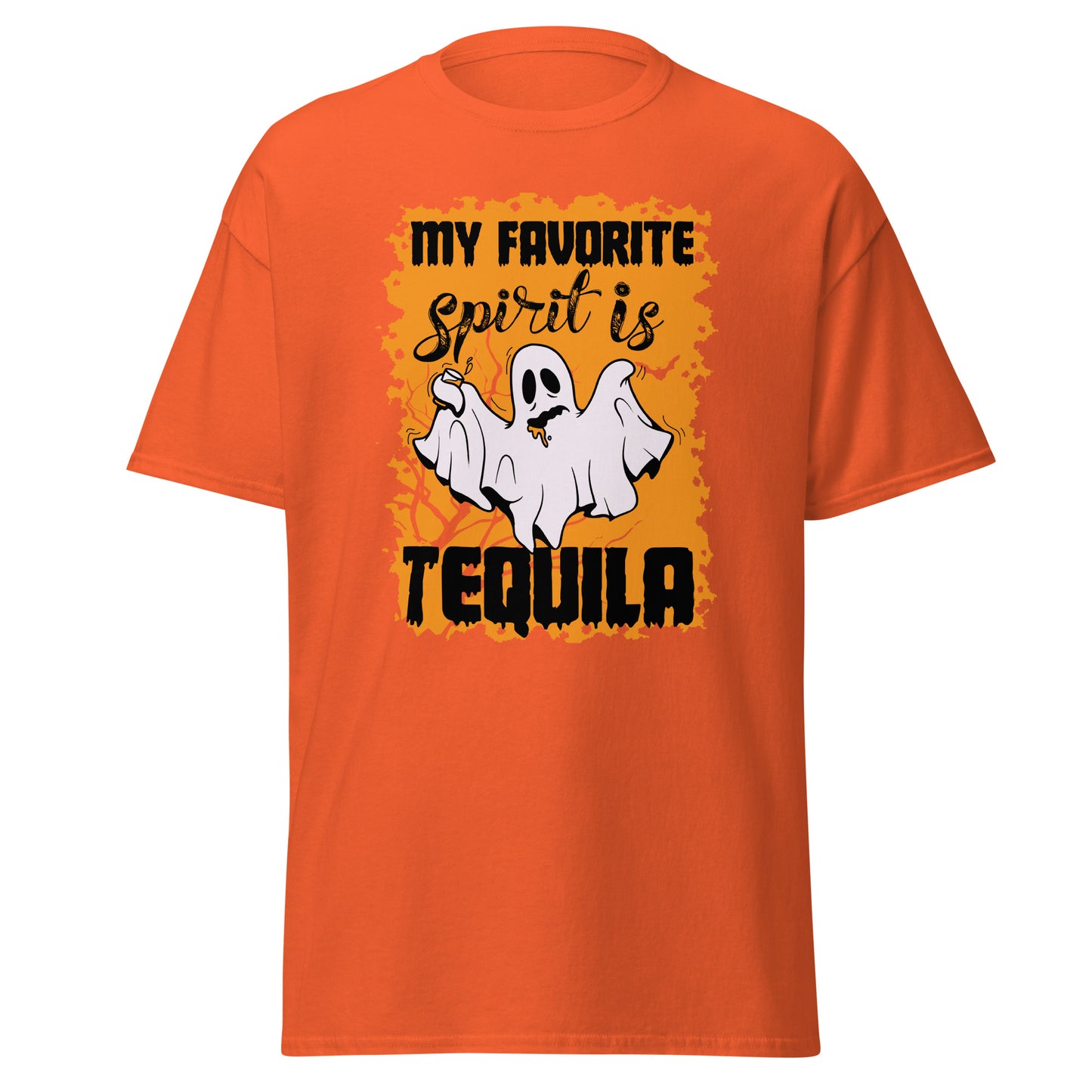 Mein Lieblingstrinkgeist ist Tequila, weiches T-Shirt aus schwerer Baumwolle im Halloween-Design