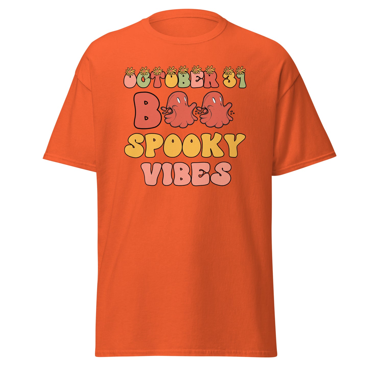 31. Oktober Boo Spooky Vibes, Halloween-Design, weiches T-Shirt aus schwerer Baumwolle