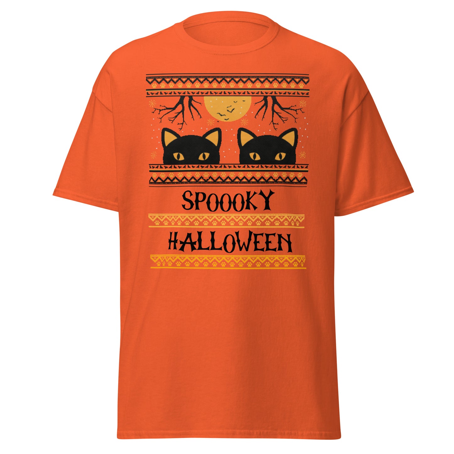 Spooky Halloween Cats Ugly Halloween Sweater , Halloween Design Soft Style Heavy Cotton T-Shirt