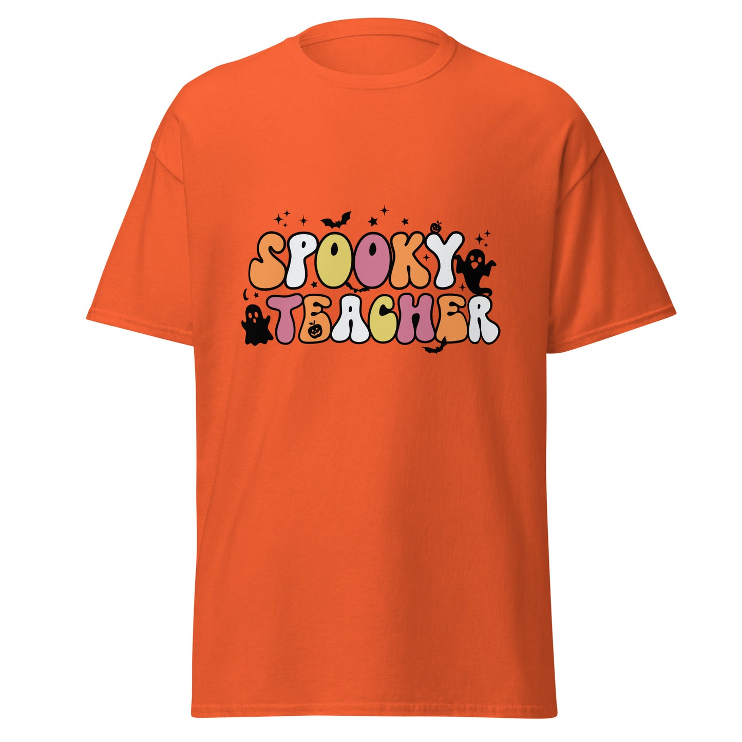 Spooky Teacher, camiseta de algodón pesado de estilo suave con diseño de Halloween