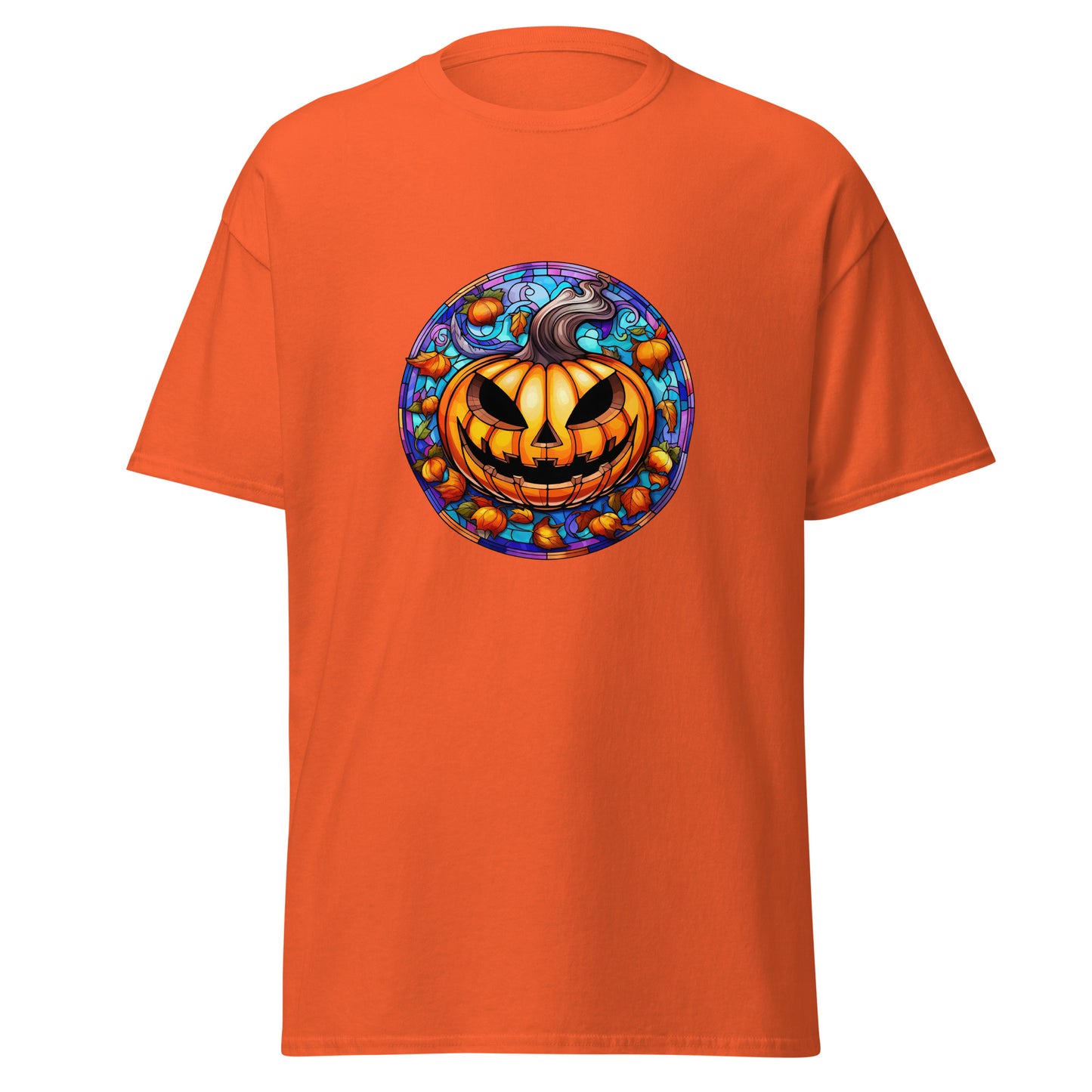 Stained glass Halloween Pumpkin , Halloween Design Soft Style Heavy Cotton T-Shirt