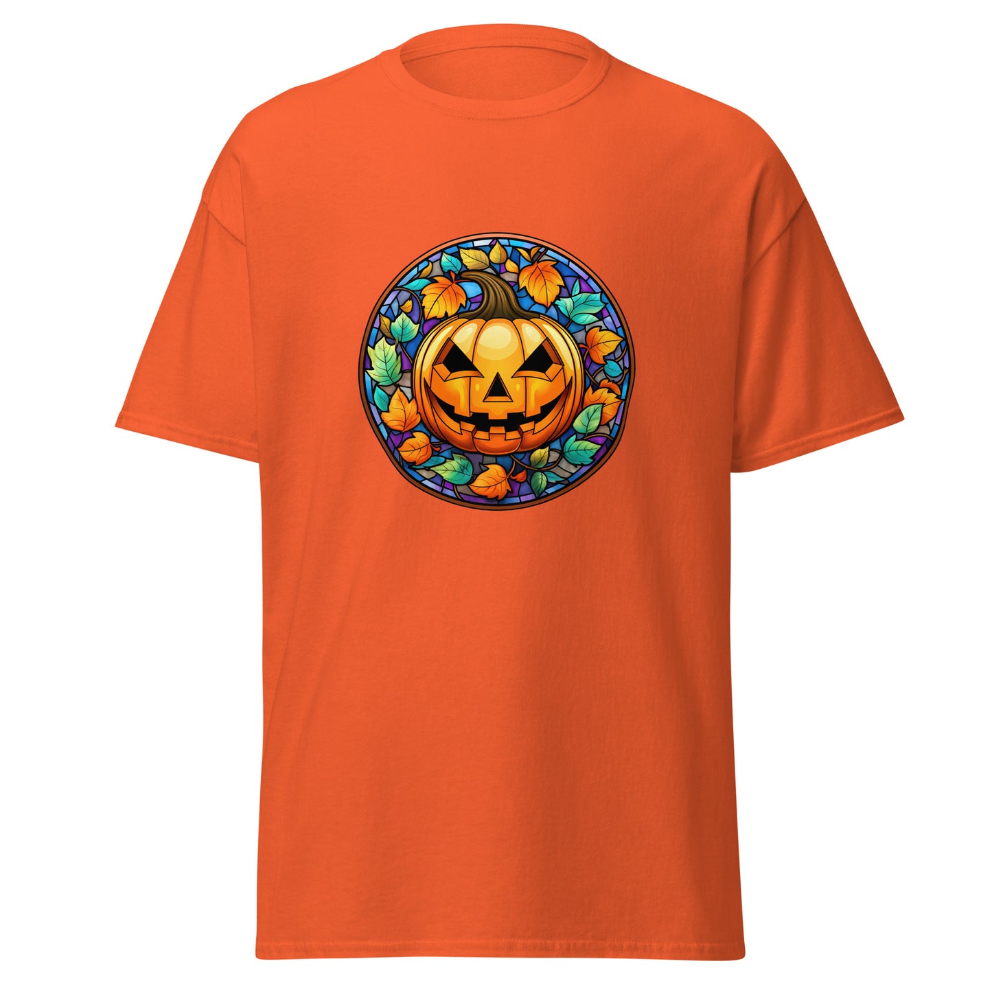 Stained glass Halloween Pumpkin , Halloween Design Soft Style Heavy Cotton T-Shirt