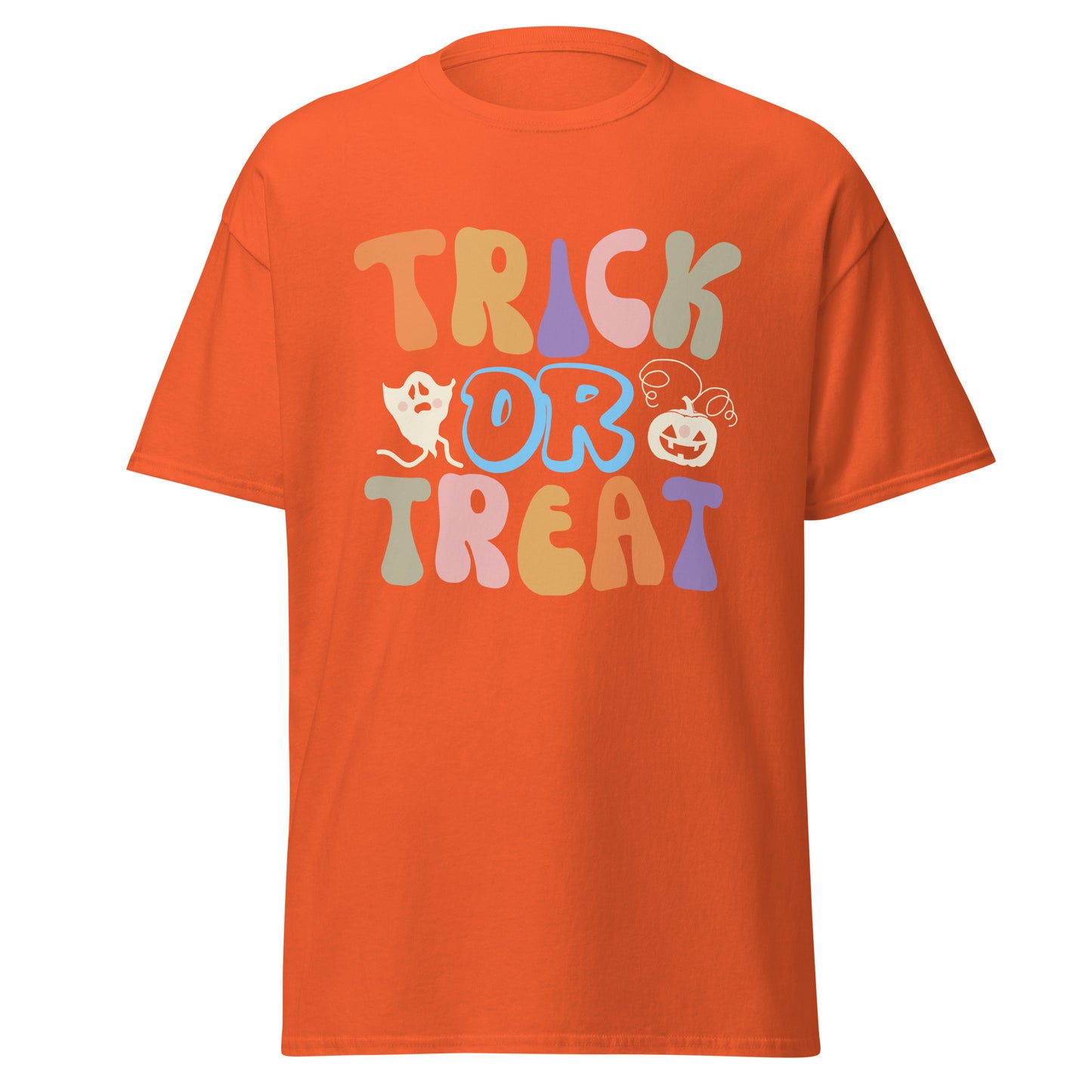 Truco o trato, camiseta de algodón pesado de estilo suave con diseño de Halloween