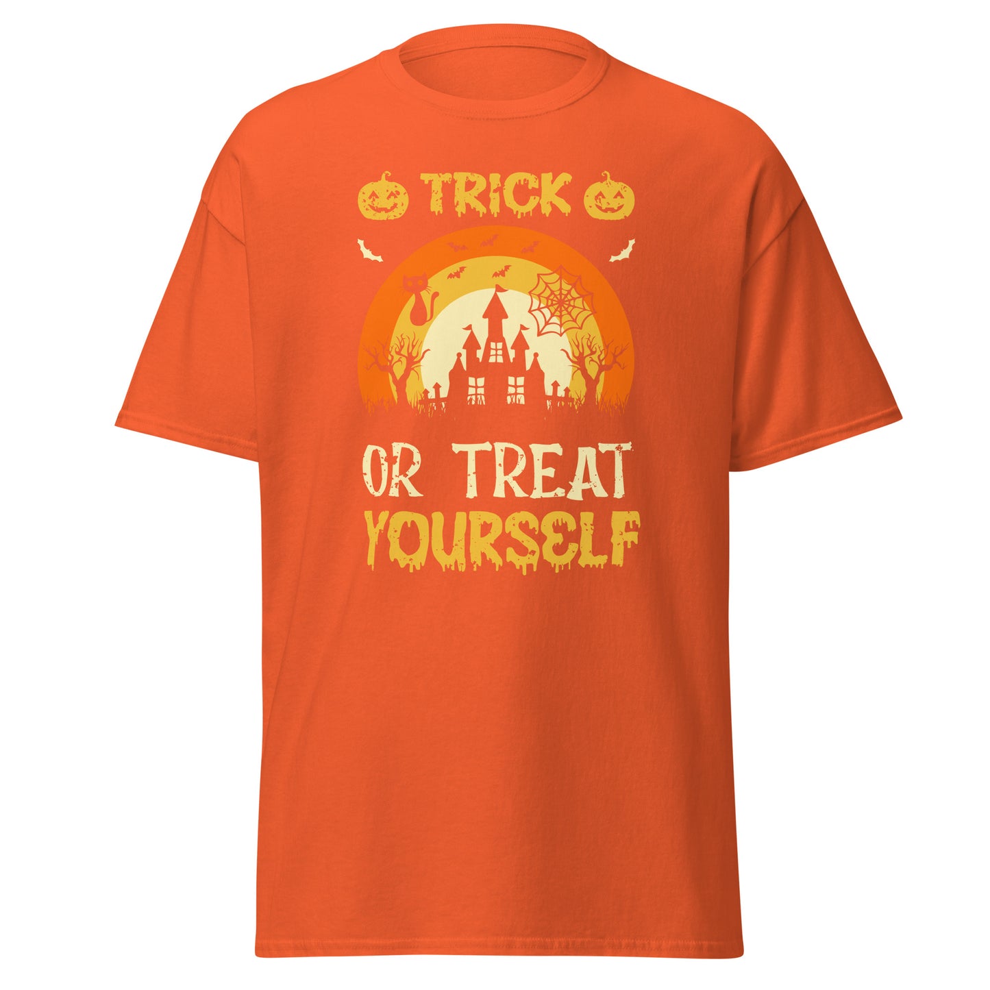 Truco o trato, camiseta de algodón pesado de estilo suave con diseño de Halloween