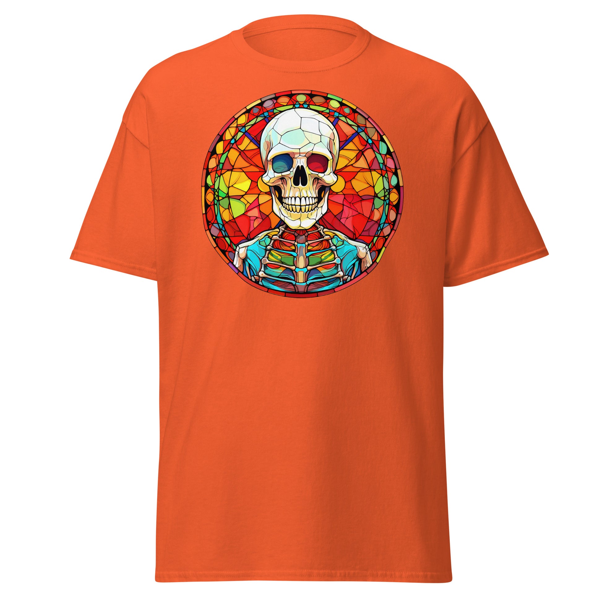 Elevate Spooky Vibes: Skull Stained Glass Tee