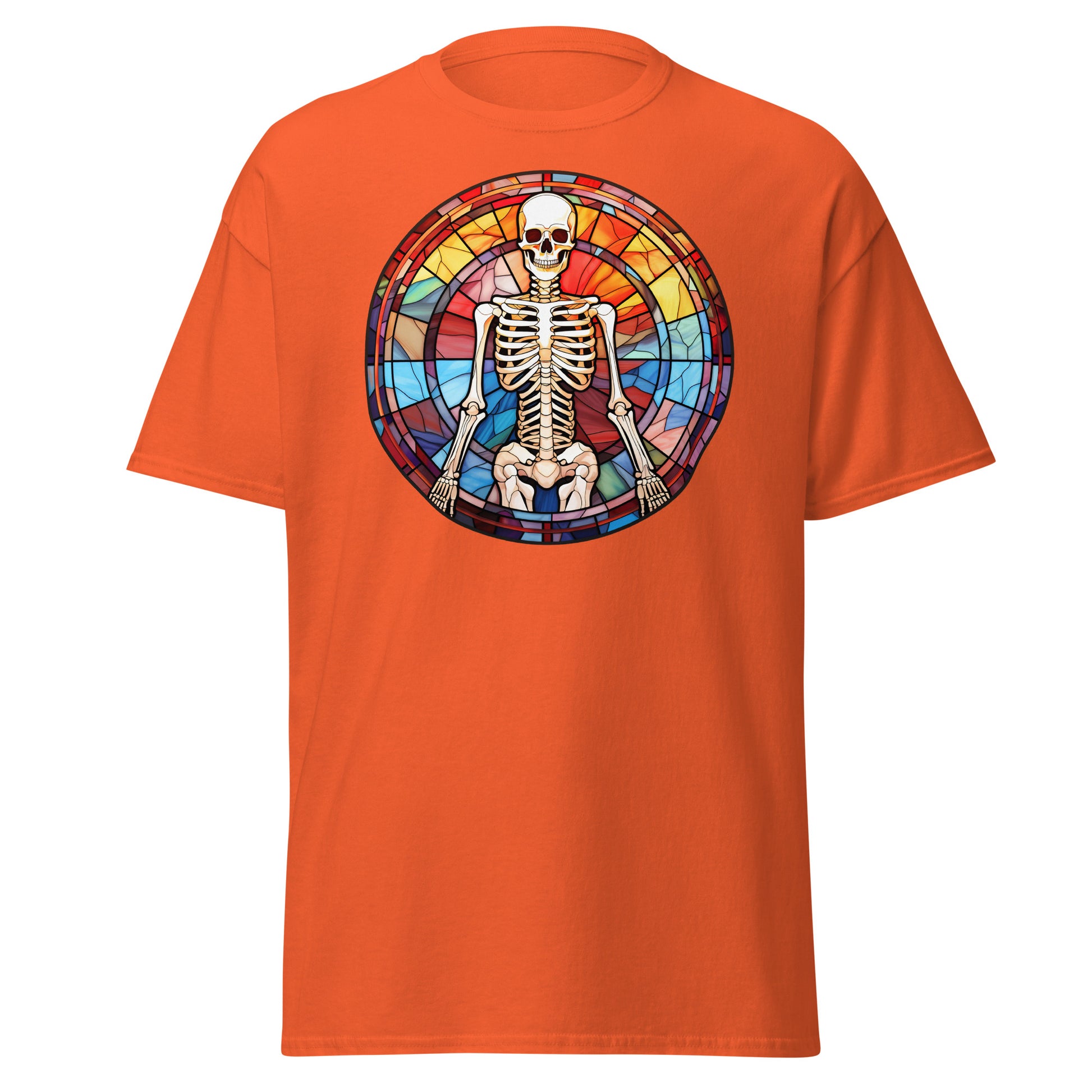 Elevate Spooky Vibes: Skull Stained Glass Tee Shirt