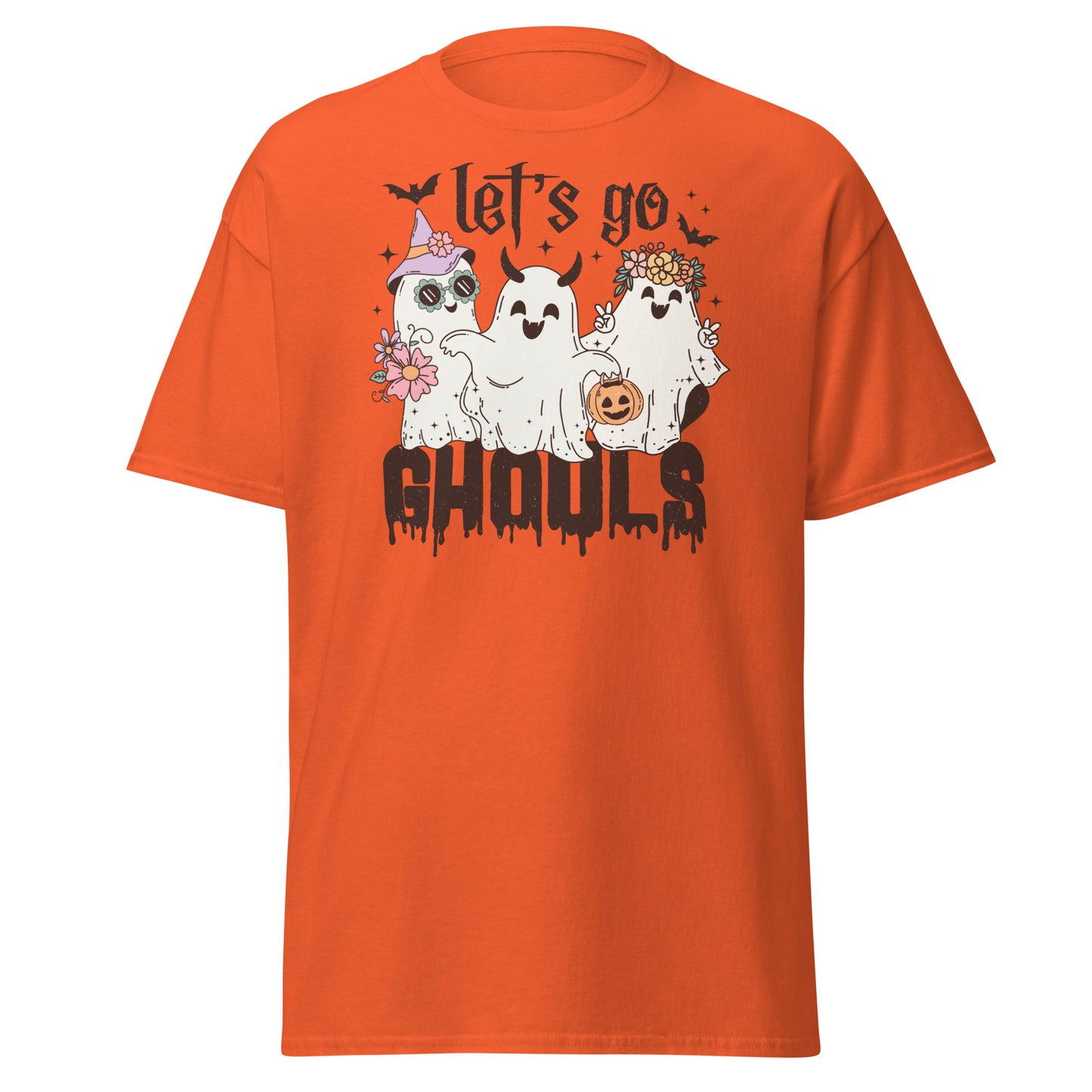 Let s go ghouls, camiseta de algodón pesado de estilo suave con diseño de Halloween