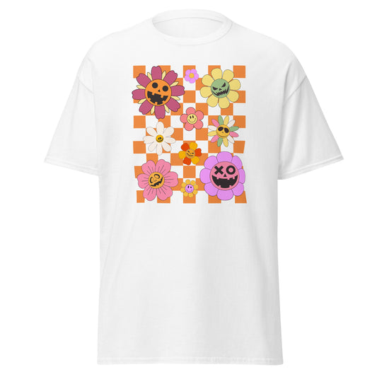 Blumengefülltes Halloween-Vibe-T-Shirt – Groovy Edition