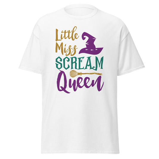 Little Miss Scream Queen, camiseta de algodón pesado de estilo suave con diseño de Halloween