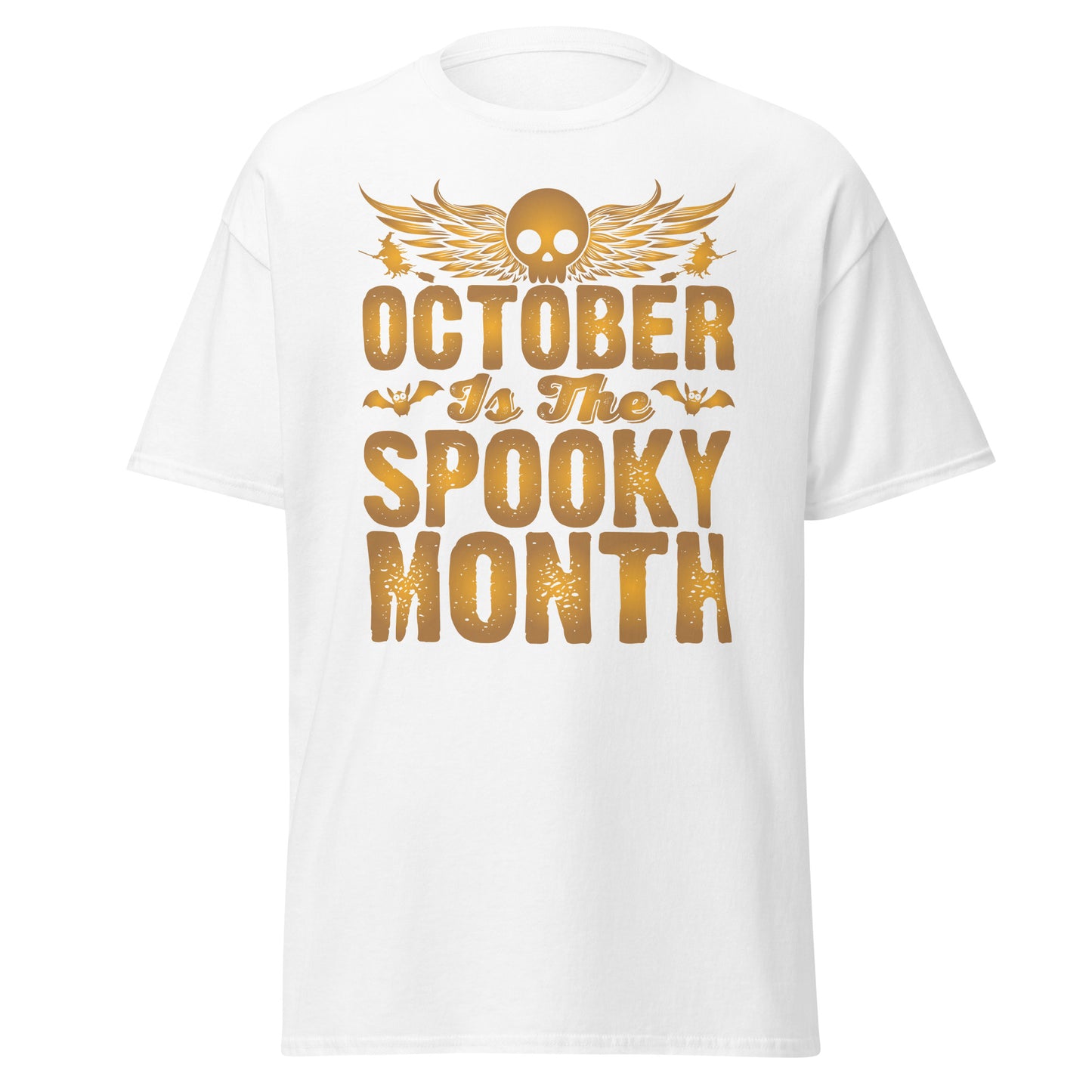 OKTOBER IST DER GRUSELIGE MONAT, weiches T-Shirt aus schwerer Baumwolle im Halloween-Design