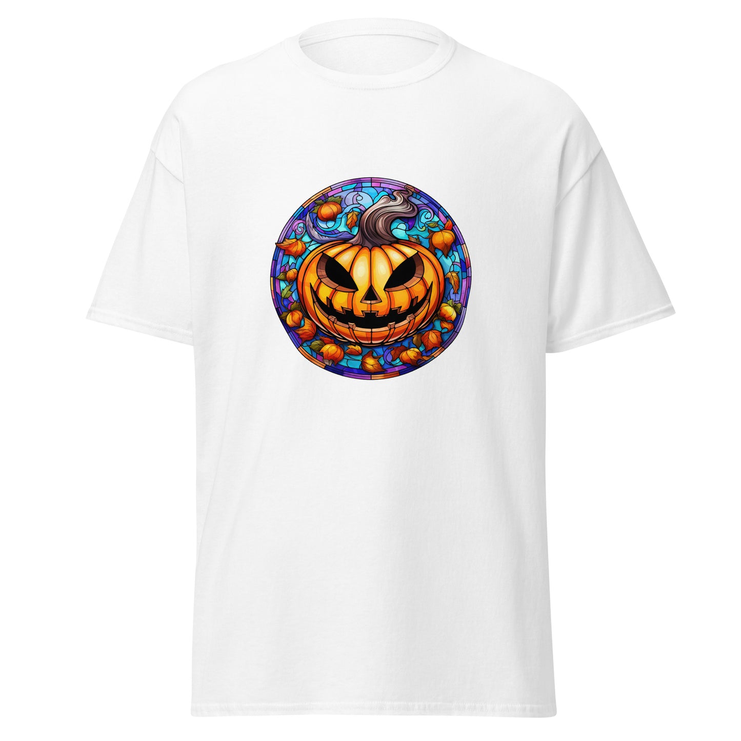 Stained glass Halloween Pumpkin , Halloween Design Soft Style Heavy Cotton T-Shirt