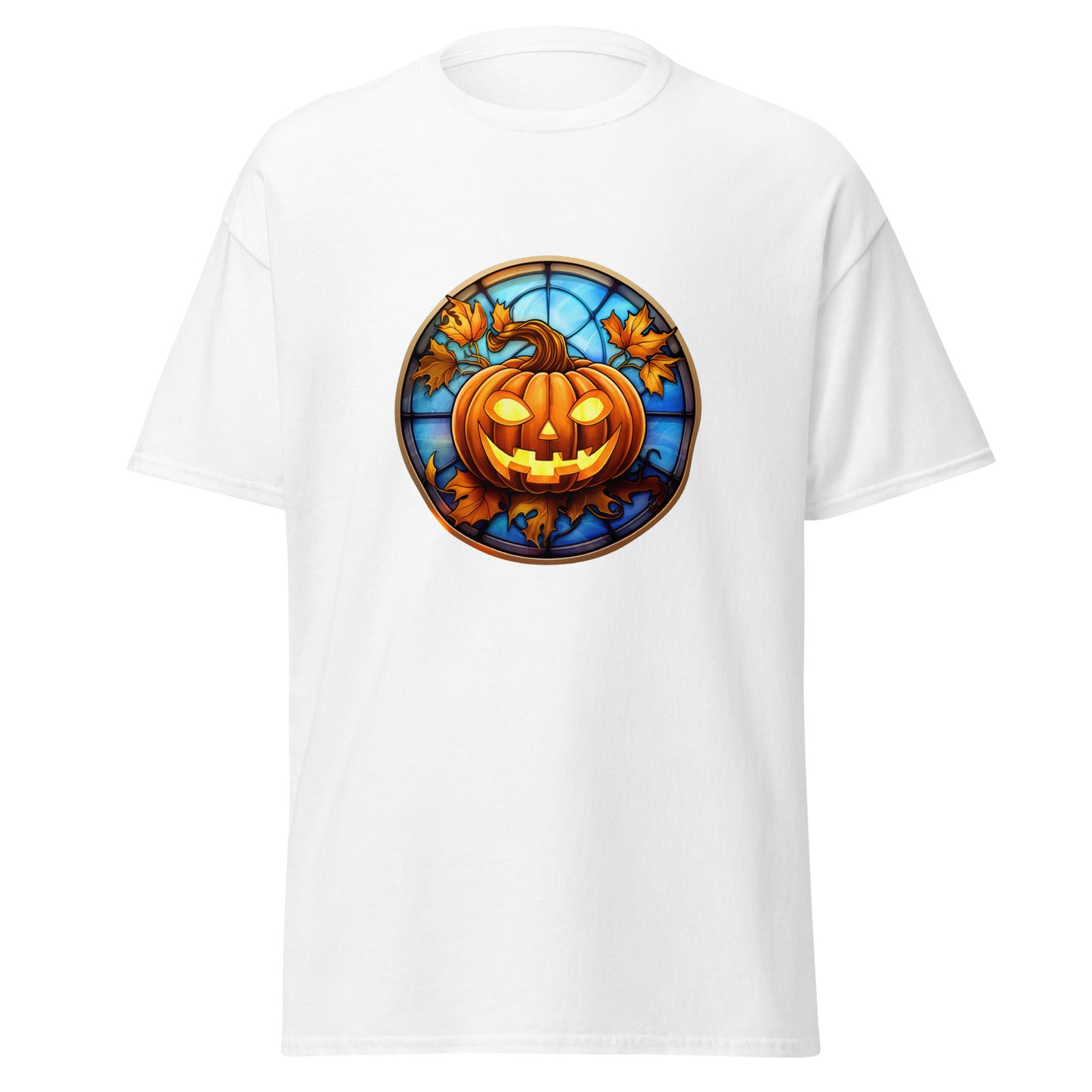 Stained glass Halloween Pumpkin , Halloween Design Soft Style Heavy Cotton T-Shirt