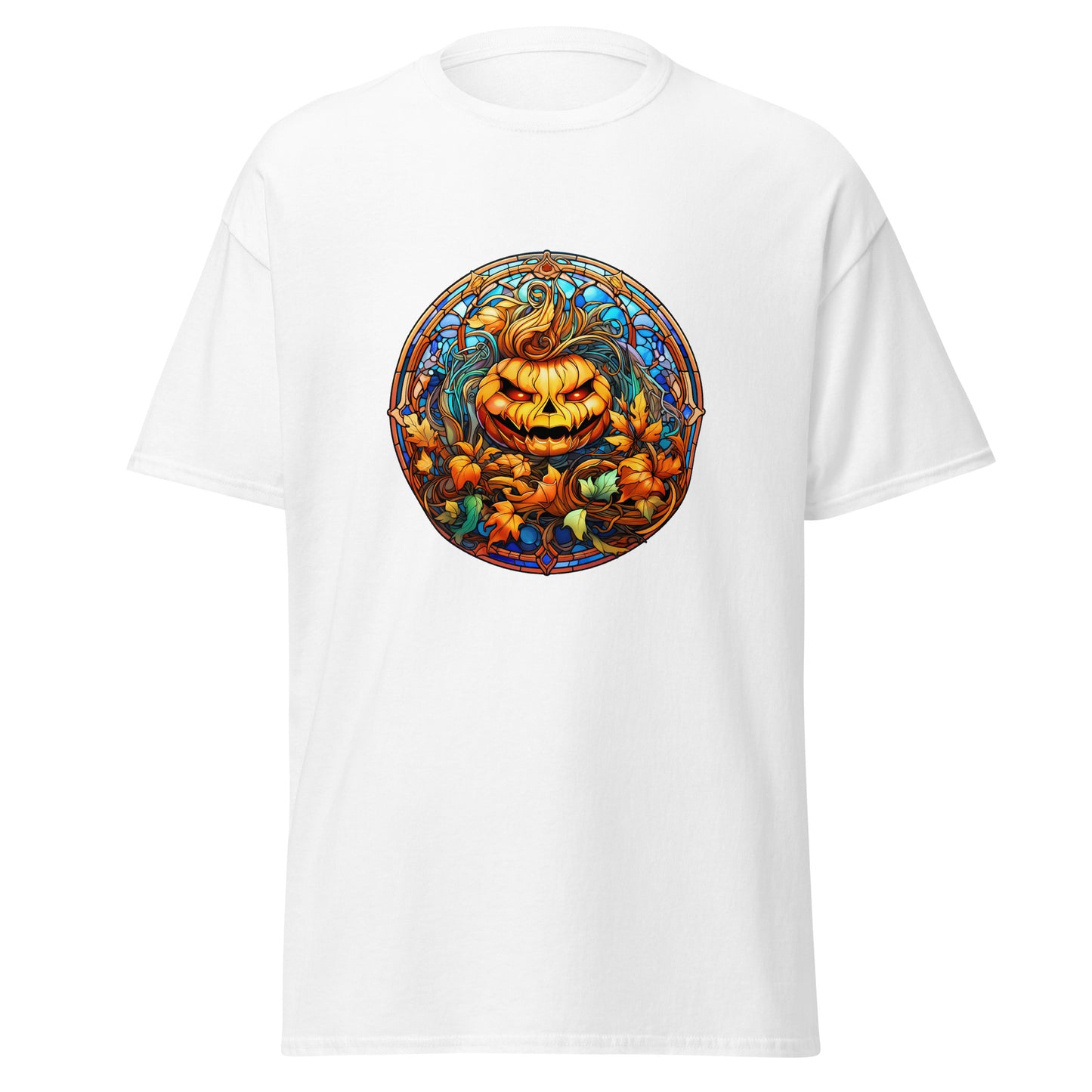 Stained glass Halloween Pumpkin , Halloween Design Soft Style Heavy Cotton T-Shirt