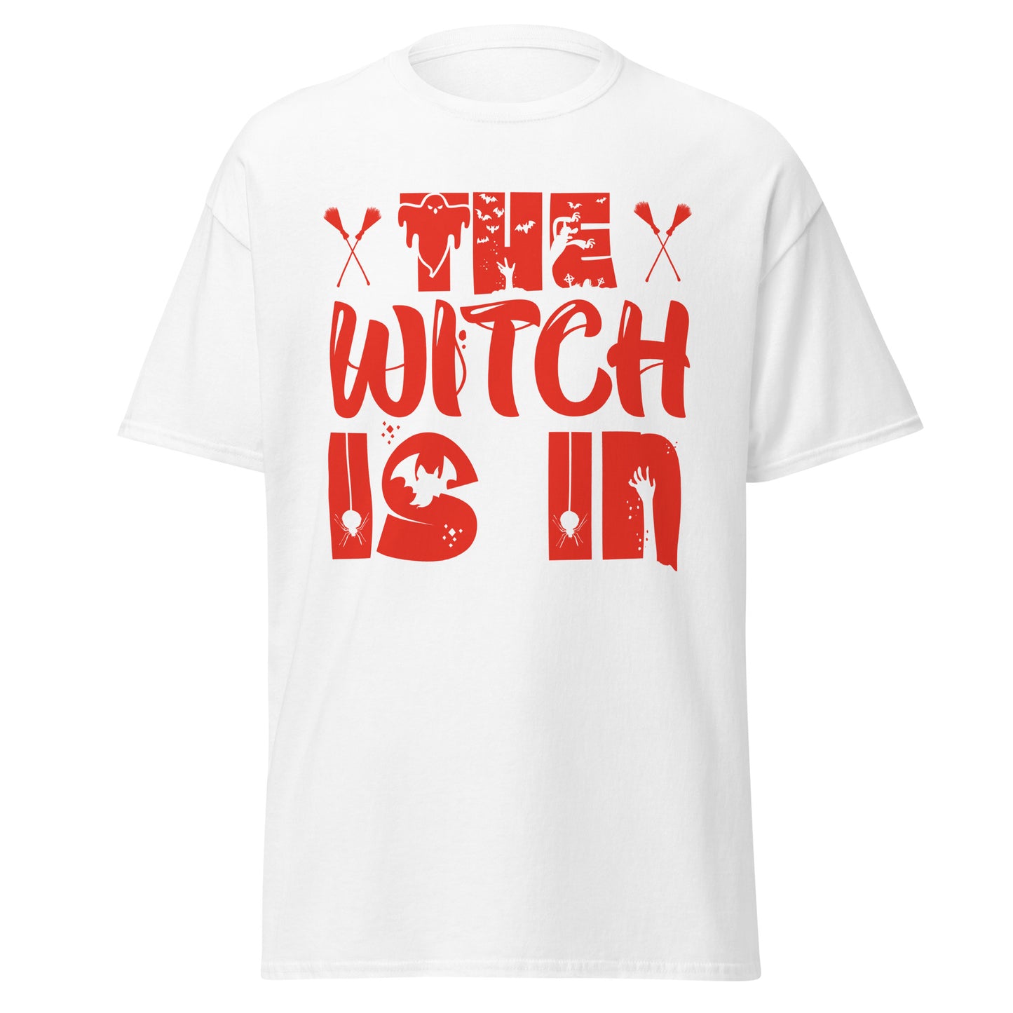 Die Hexe ist da, Halloween-Design, weiches T-Shirt aus schwerer Baumwolle