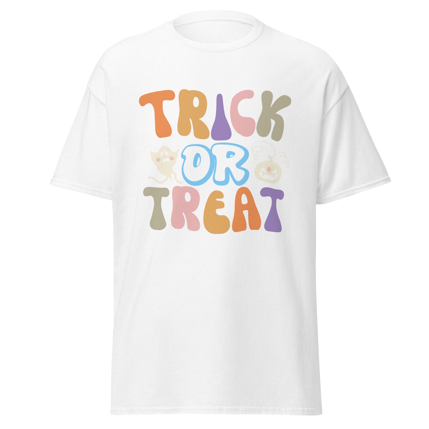 Truco o trato, camiseta de algodón pesado de estilo suave con diseño de Halloween