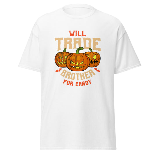 Will Trade Brother For Candy, camiseta de algodón pesado de estilo suave con diseño de Halloween