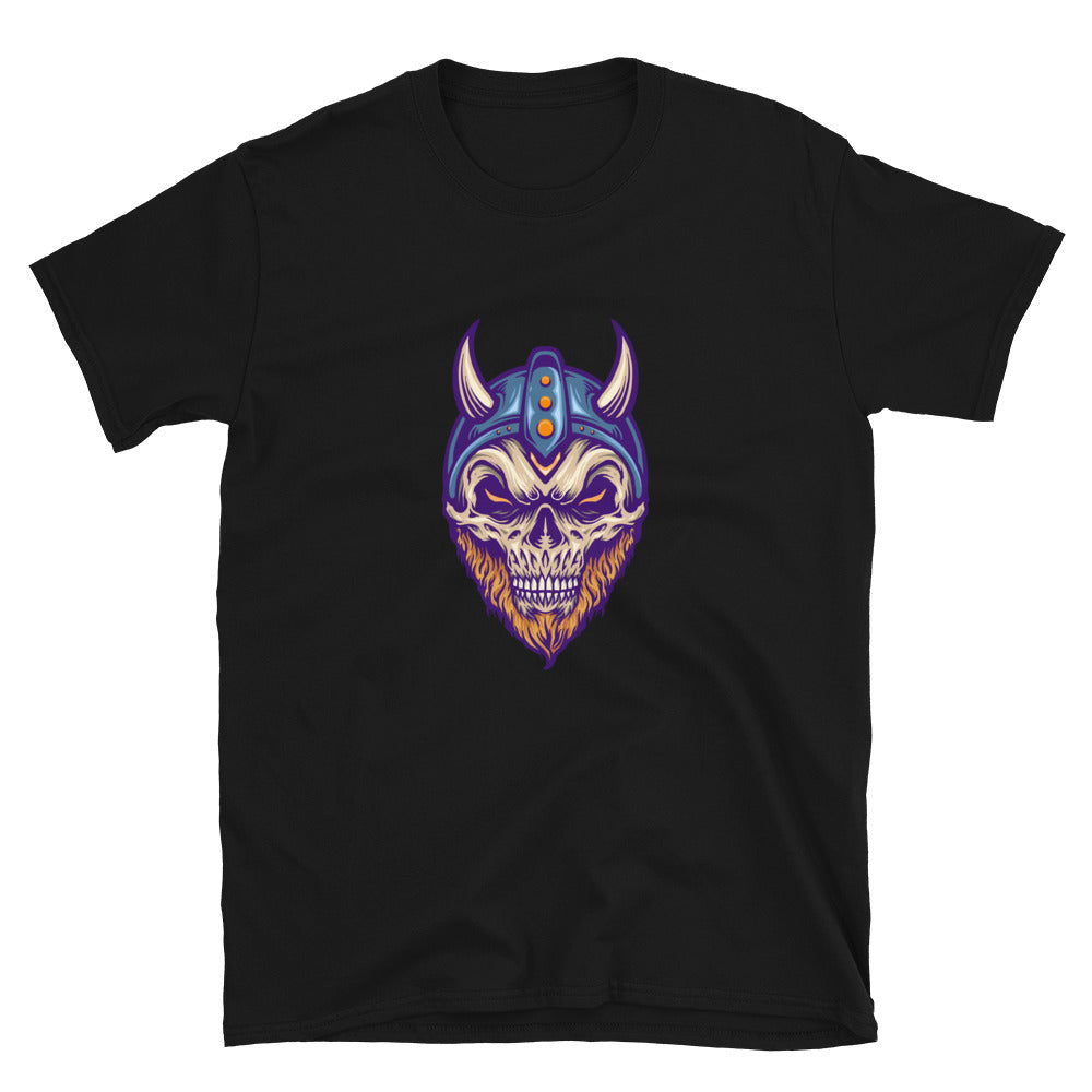 Viking Skull Head with Horn Helmet Fit Unisex Softstyle T-Shirt