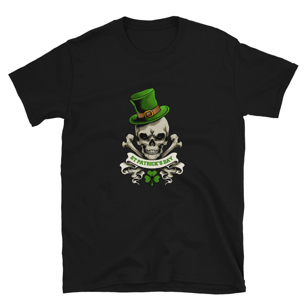 St. Patrick's Day Totenkopf und gekreuzter Knochen Fit Unisex Softstyle T-Shirt