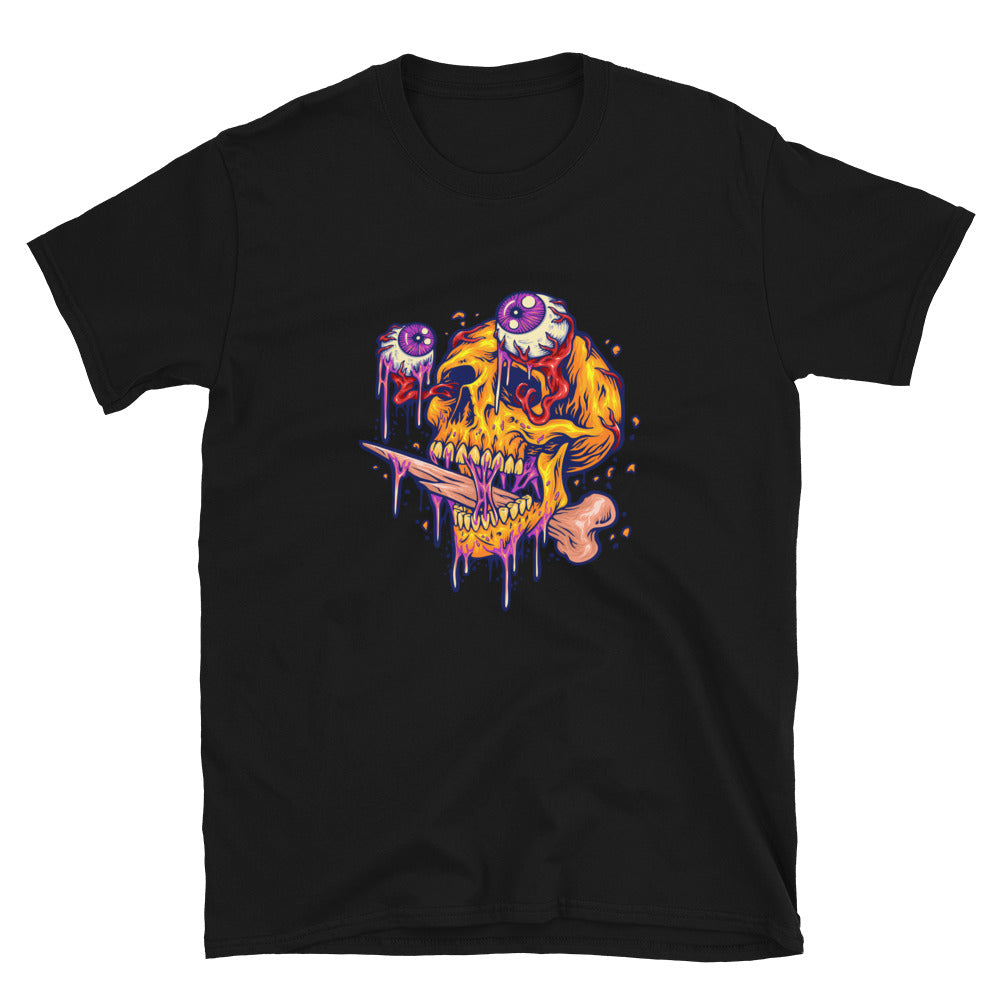 Scary skull head with zombie eyes Fit Unisex Softstyle T-Shirt