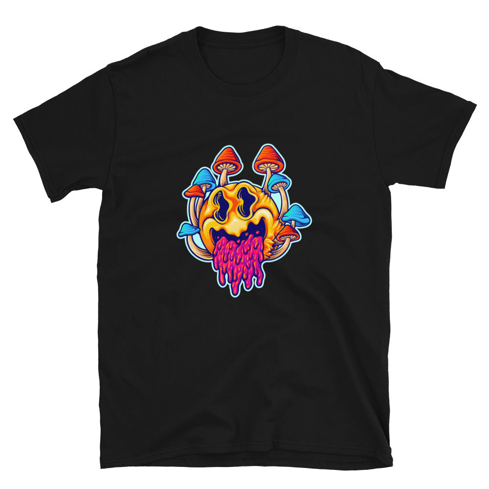 Scary psychedelic mushrooms cartoon colorful Fit Unisex Softstyle T-Shirt