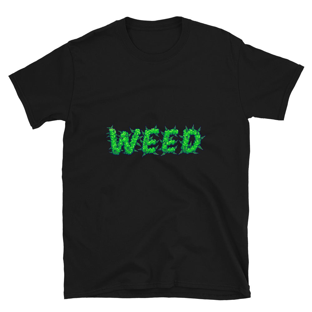 Letras de fuente de marihuana con efecto humo Fit Camiseta unisex Softstyle