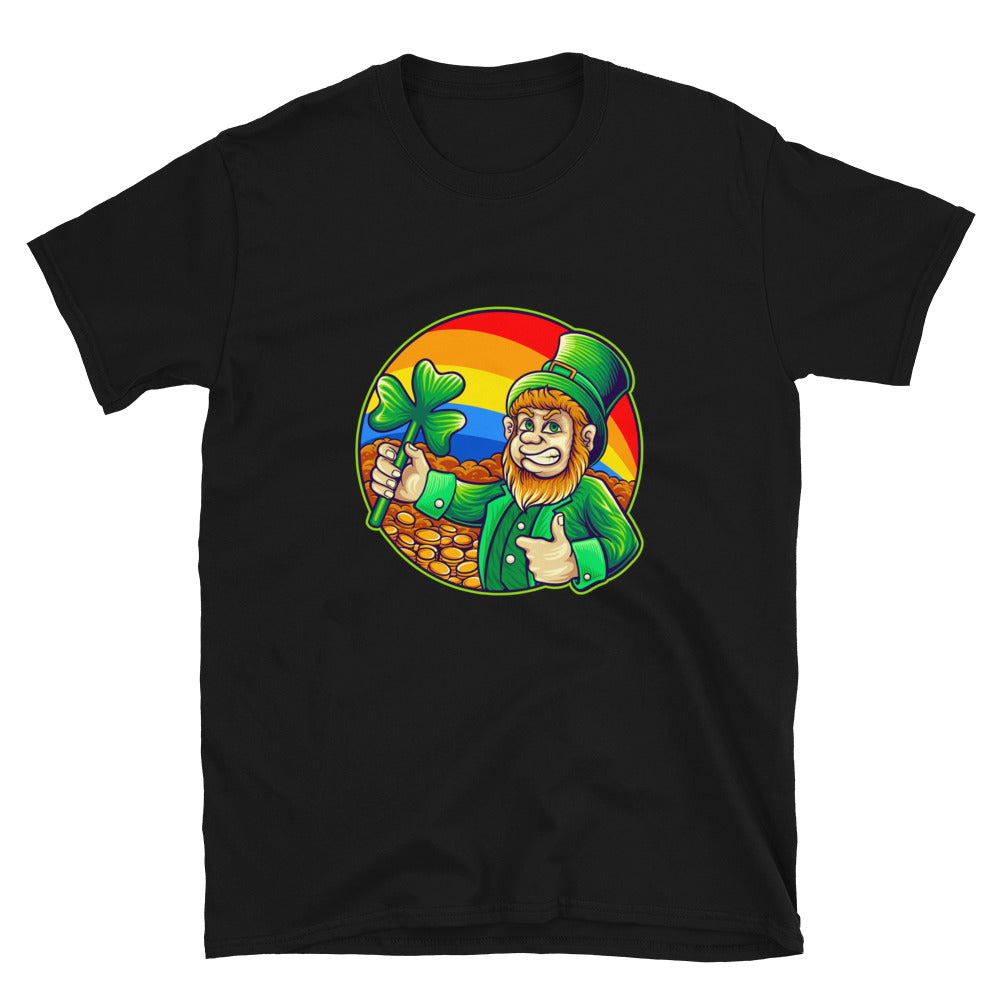 Hoja de trébol de San Patricio con dinero Fit Unisex Softstyle Camiseta