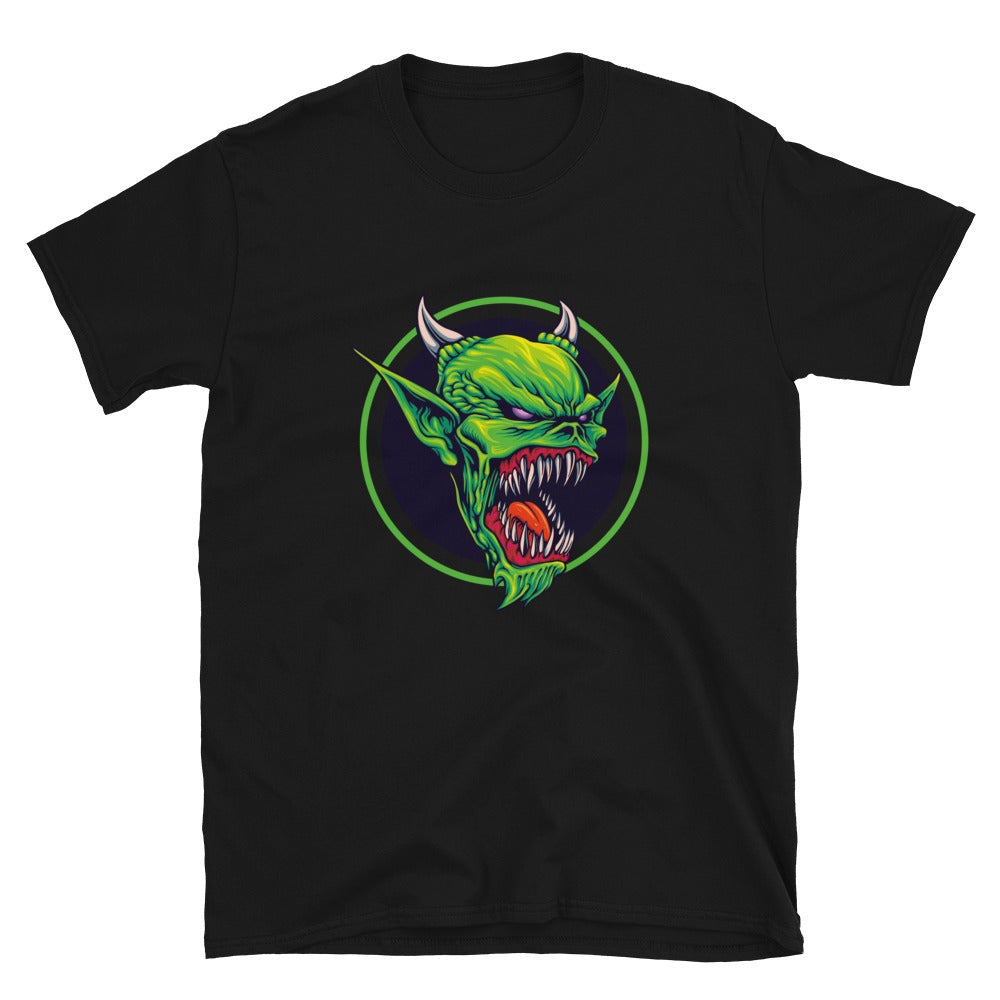 Scary green zombie Attack Mascot Fit Unisex Softstyle T-Shirt