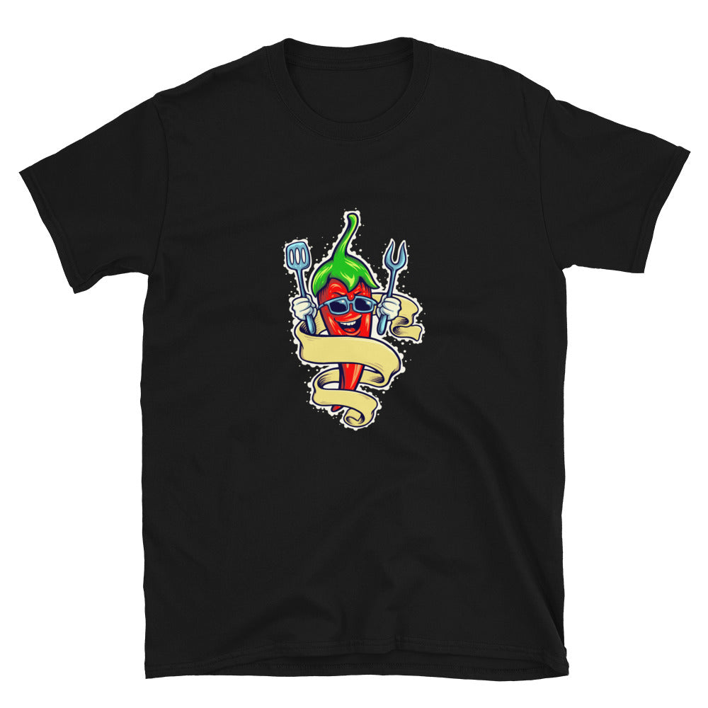 Smile Chili Cooking con Ribbon Fit Camiseta unisex de estilo suave