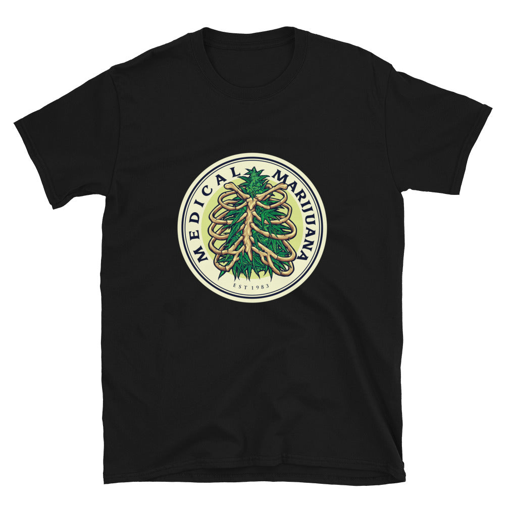 Weed Ribcage Logo Medizinisches Marihuana Fit Unisex Softstyle T-Shirt