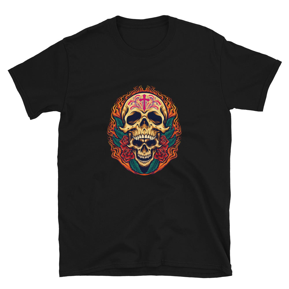 Sugar Skull Dia De Los Muertos Mexican Tattoo Fit Unisex Softstyle T-Shirt