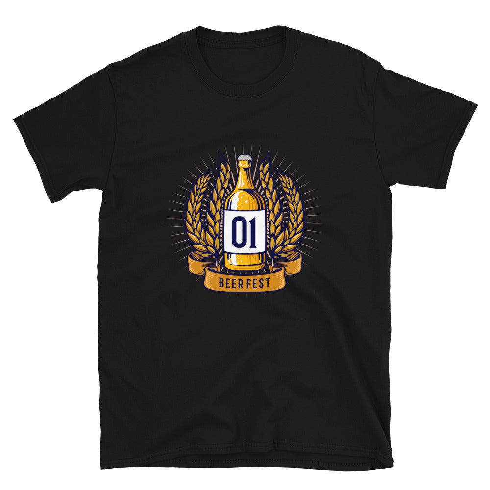 Botella de cerveza de trigo vintage y camiseta de estilo suave unisex con cinta