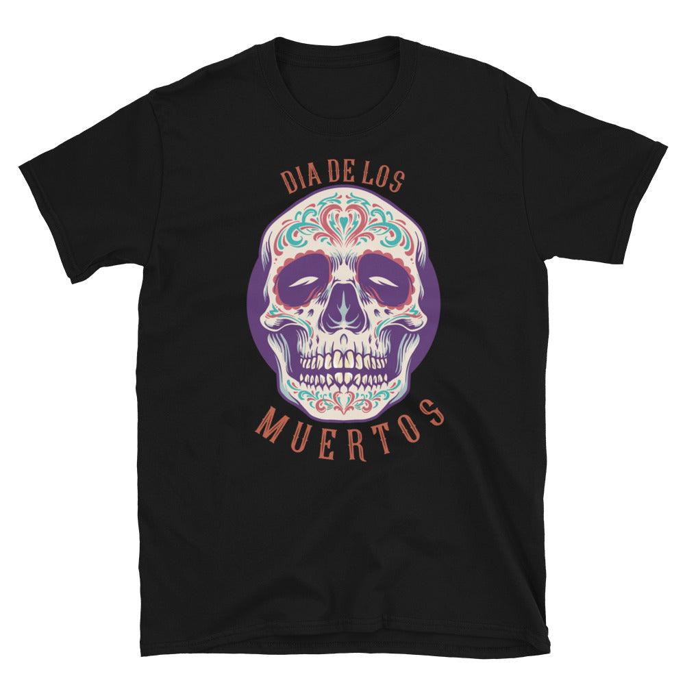 Mexican Sugar skull Dia De Los Muertos Fit Unisex Softstyle T-Shirt