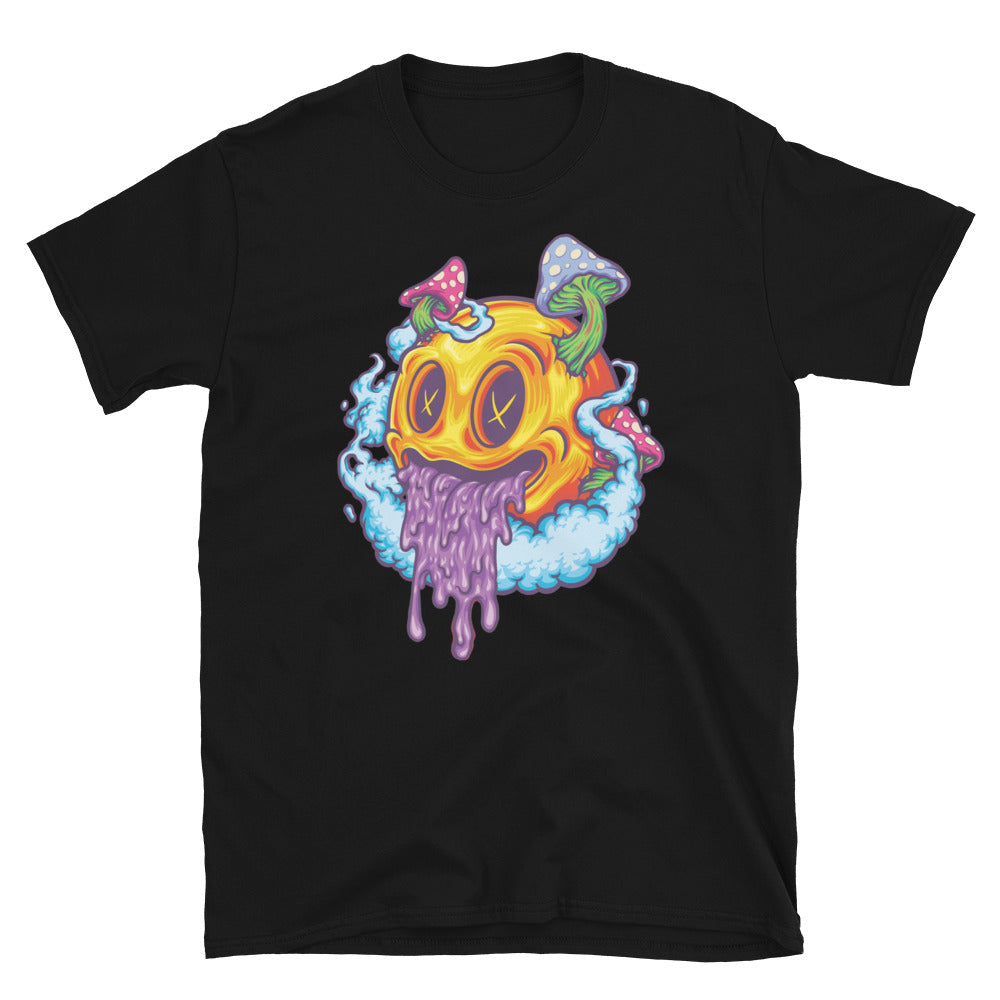 Yellow Smiley Icon Psychedelic Fungus Fit Unisex Softstyle T-Shirt