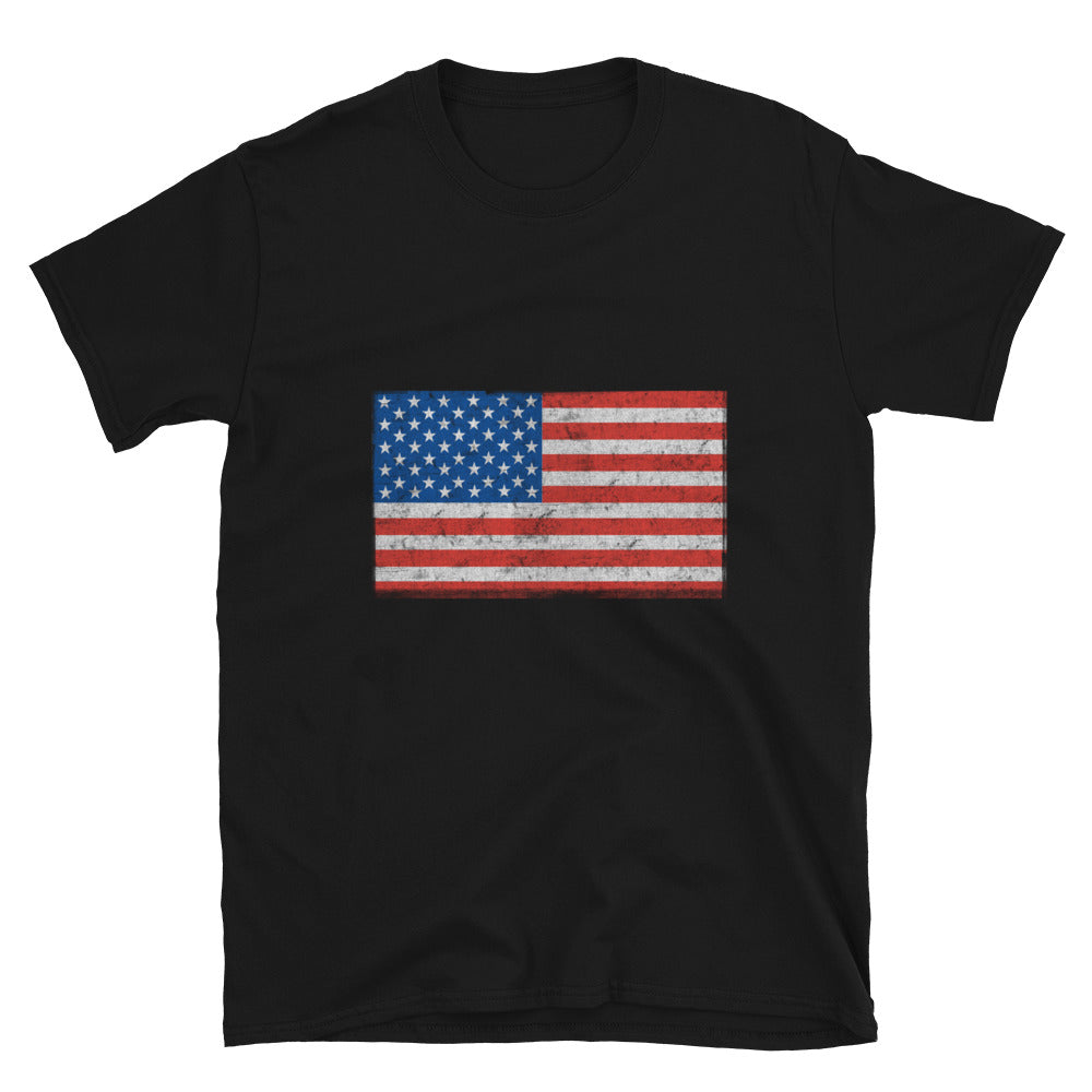 USA Flag Distressed Fit Unisex Softstyle T-Shirt