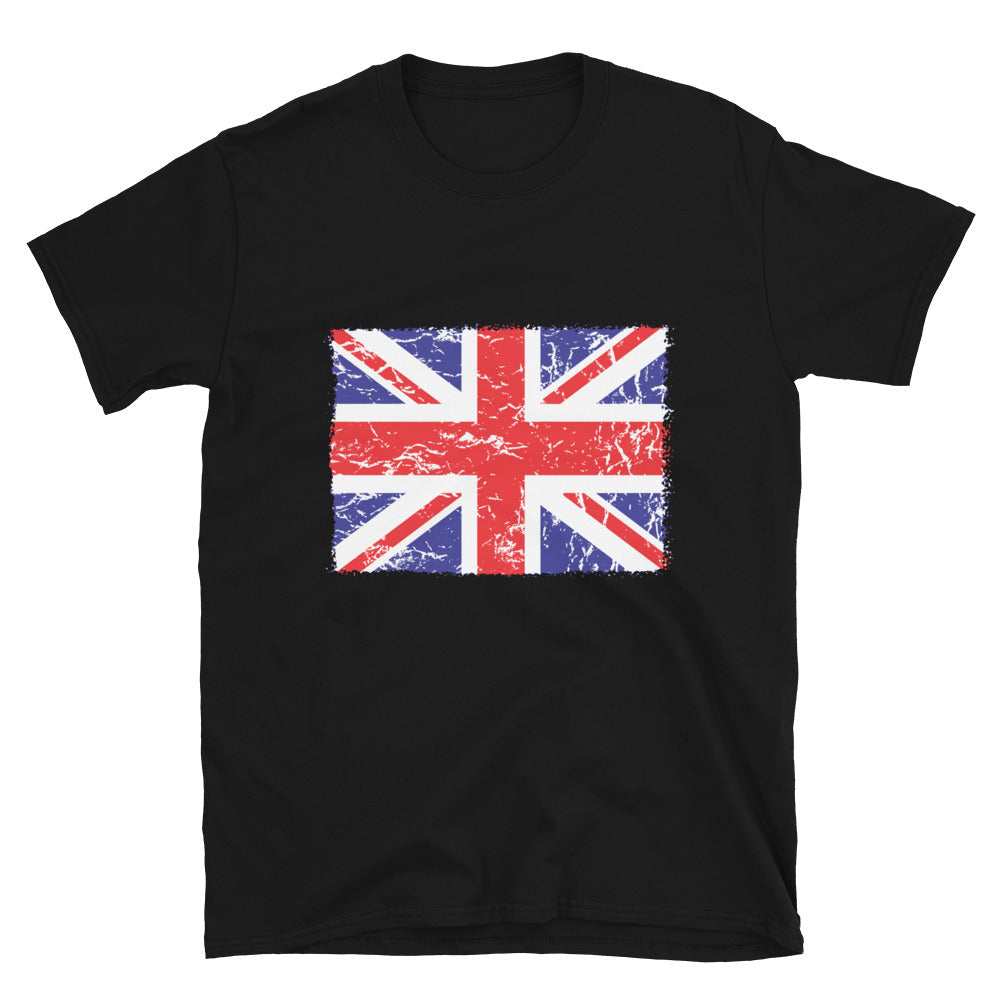 UK Flag Distressed 3 Fit Unisex Softstyle T-Shirt