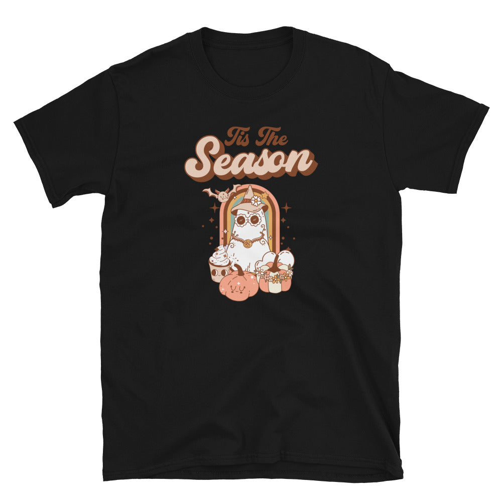Tis the Season Hippie Ghost - Retro Halloween Fit Unisex Softstyle T-Shirt