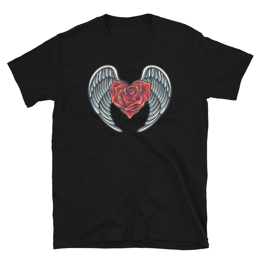 Angel wings with rose heart